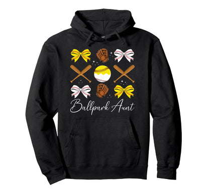 Ballpark Aunt Coquette Softball Hoodie - Novelty Apparel for Adults - T-Shirt, Sweatshirt, Hoodie