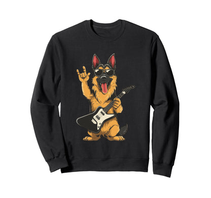 Funny German Shepherd Rock Dog Sweatshirt - Unique Graphic for Adults - T-Shirt, Sweatshirt, Hoodie
