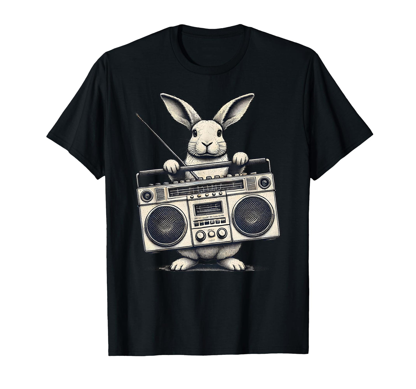 Hip Hop Easter Bunny Boombox Rabbit Box T-Shirt - Graphic Print for Adults - T-Shirt, Sweatshirt, Hoodie