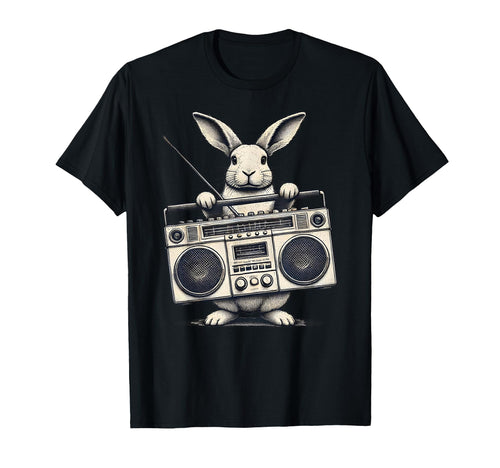 Hip Hop Easter Bunny Boombox Rabbit Box T-Shirt - Graphic Print for Adults - T-Shirt, Sweatshirt, Hoodie