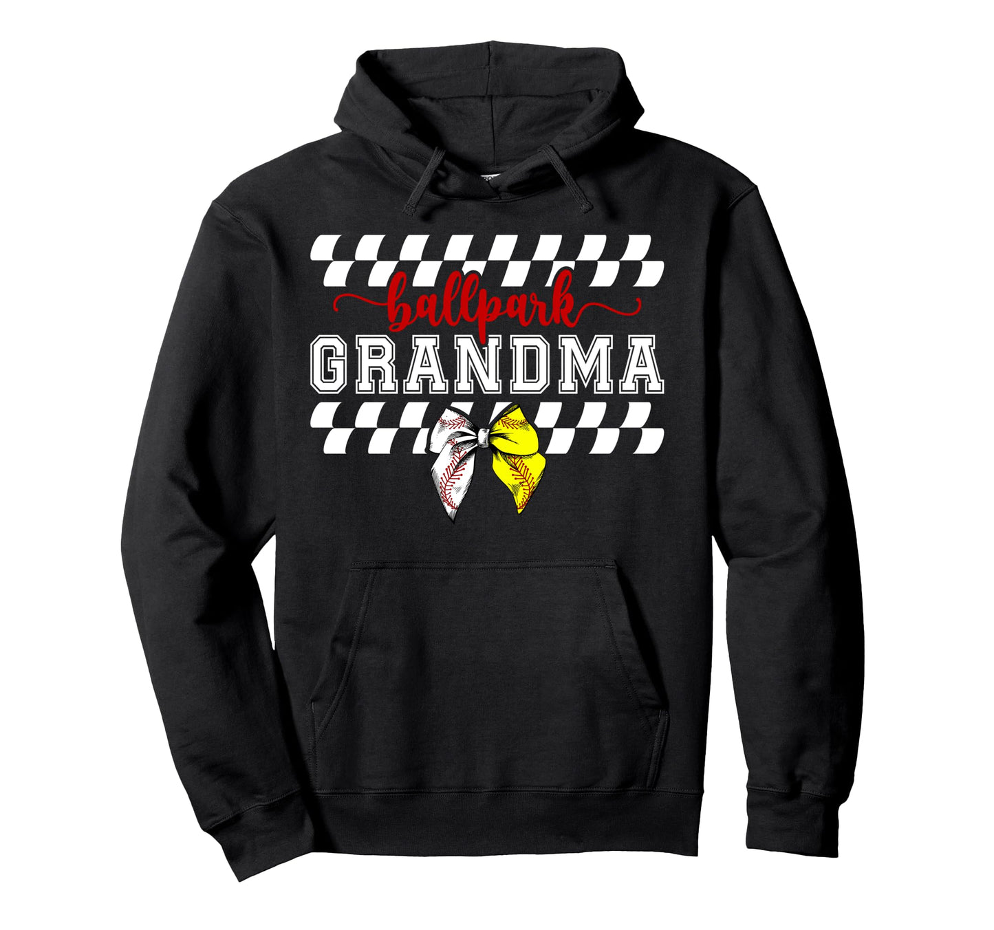 Ballpark Grandma Softball Baseball Hoodie - Trendy Graphic for Adults - T-Shirt, Sweatshirt, Hoodie