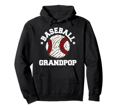 Baseball Grandpop Distressed Funny Grandpa Hoodie - Trendy Graphic Unisex - T-Shirt, Sweatshirt, Hoodie
