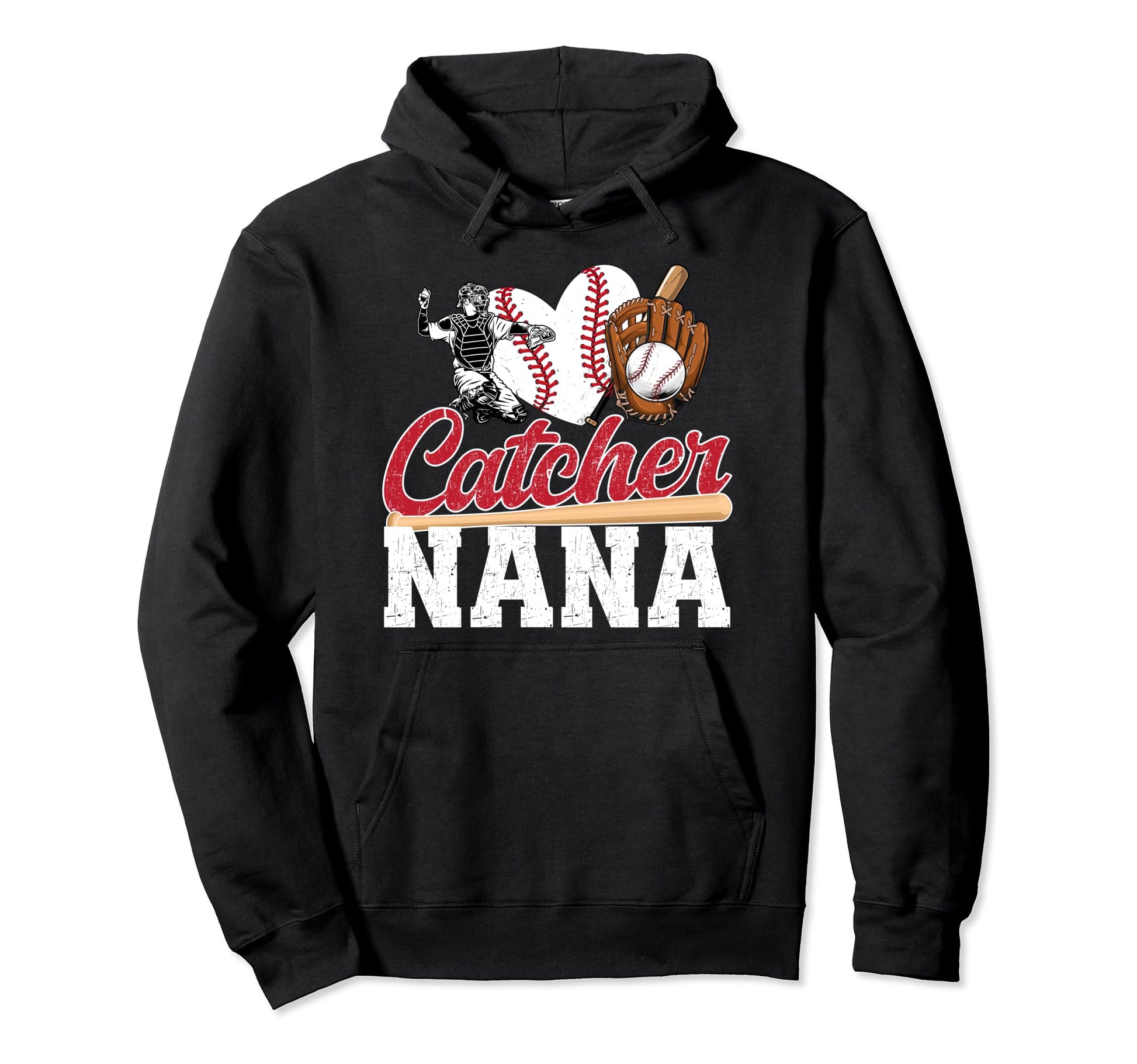 Baseball Catcher Nana Grandma Nana Hoodie - Aesthetic Graphic Unisex - T-Shirt, Sweatshirt, Hoodie