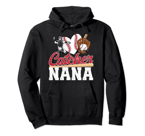 Baseball Catcher Nana Grandma Nana Hoodie - Aesthetic Graphic Unisex - T-Shirt, Sweatshirt, Hoodie