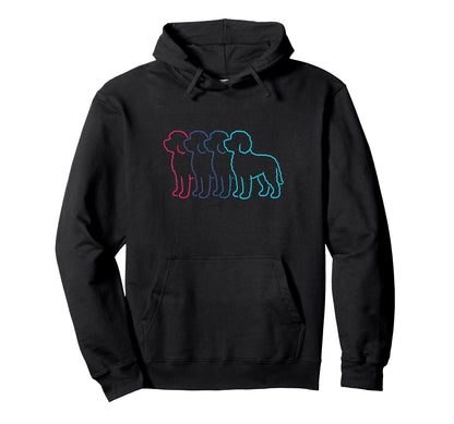 Goldendoodle Silhouette Synthwave Hoodie - Unique Graphic Men Women - T-Shirt, Sweatshirt, Hoodie