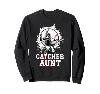 Baseball Catcher Aunt Baseball Sweatshirt - Minimalist Print Men Women - T-Shirt, Sweatshirt, Hoodie