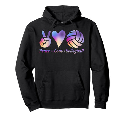 Tie Dye Volleyball Peace Love Volleyball Hoodie - Streetwear Style Unisex - T-Shirt, Sweatshirt, Hoodie