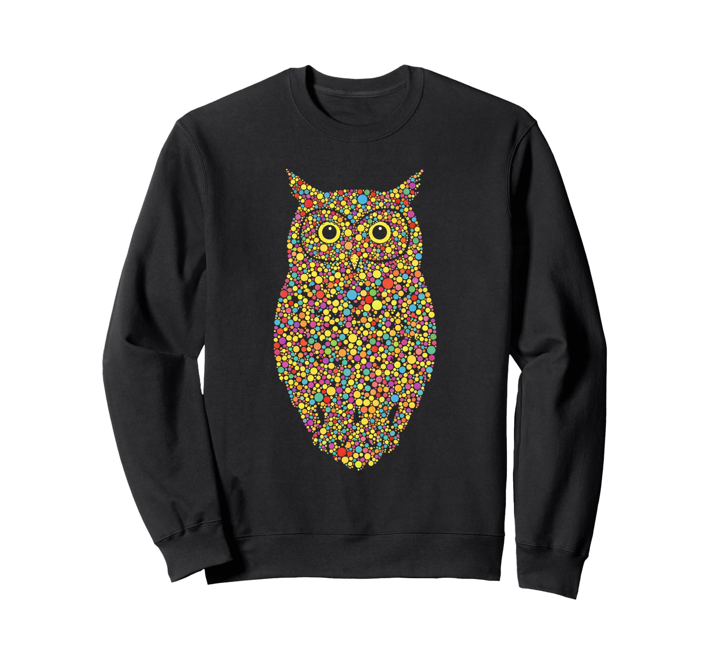 Rainbow Colorful Dots Owl Lover Sweatshirt - Streetwear Style for Adults - T-Shirt, Sweatshirt, Hoodie