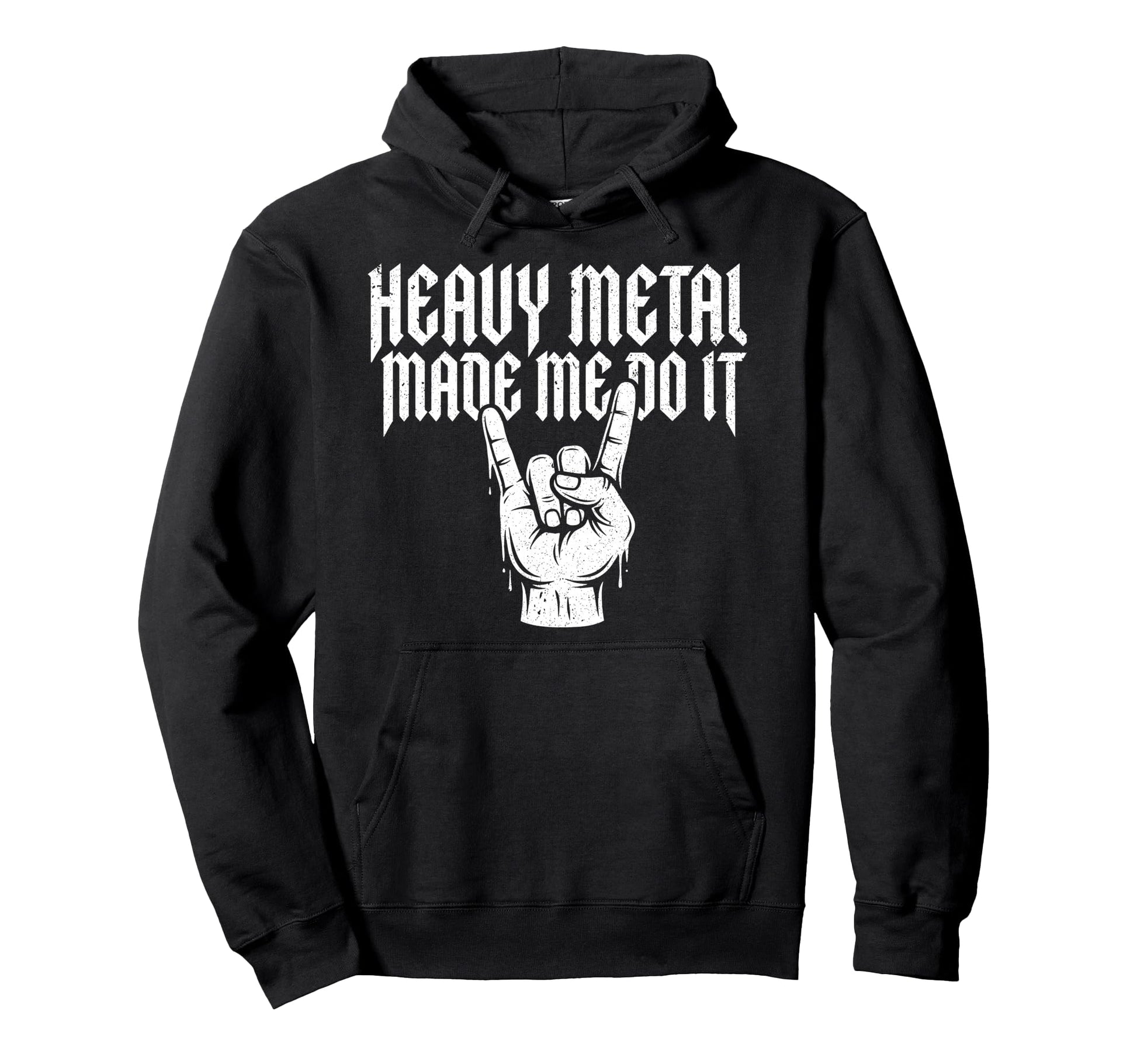 Heavy Metal Made Me Do It Rock Sign Hoodie - Minimalist Print Men Women - T-Shirt, Sweatshirt, Hoodie