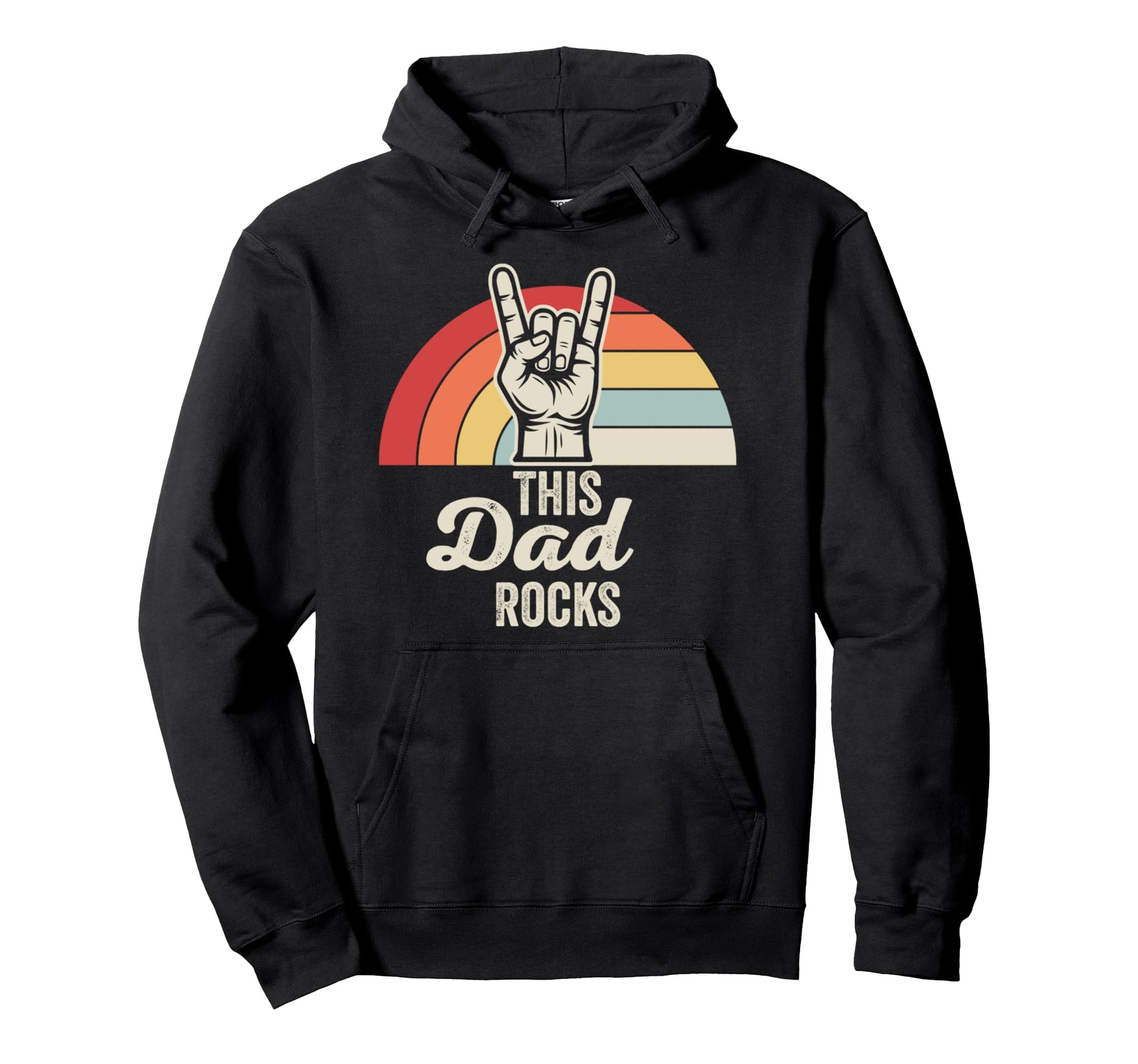 This Dad Rocks Rainbow Hand Sign Hoodie - Custom Art Print Men Women - T-Shirt, Sweatshirt, Hoodie