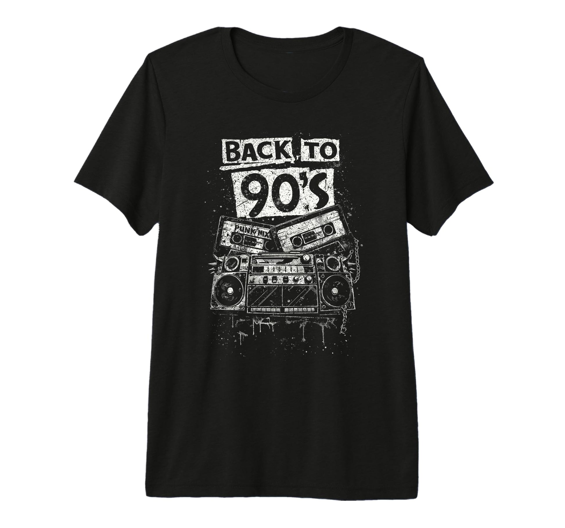 Back To 90S Boombox Cassette Tape Grunge T-Shirt - Unique Graphic Unisex - T-Shirt, Sweatshirt, Hoodie