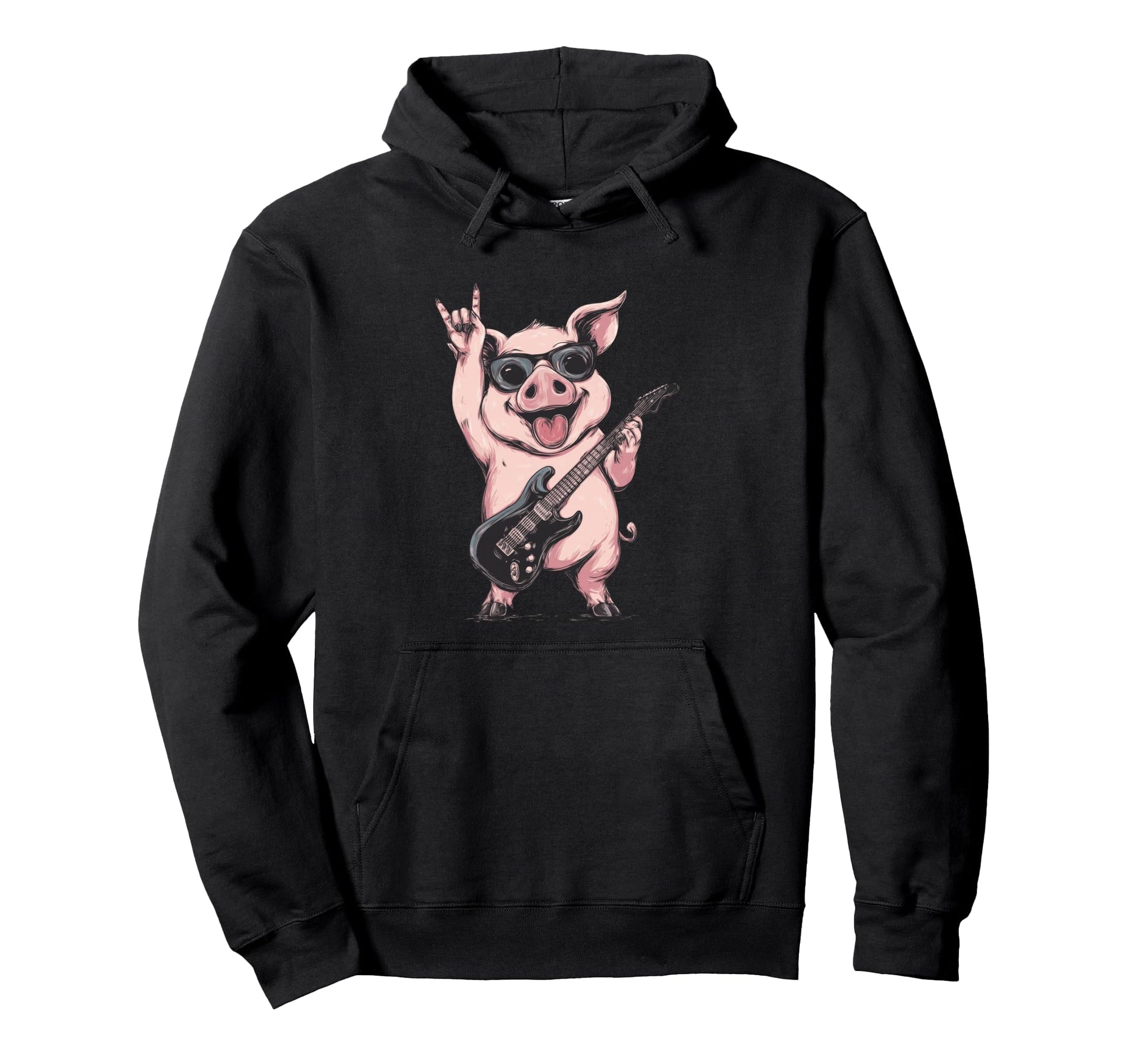 Rockstar Pig Sunglasses Electric Guitar Hoodie - Novelty Apparel Unisex - T-Shirt, Sweatshirt, Hoodie