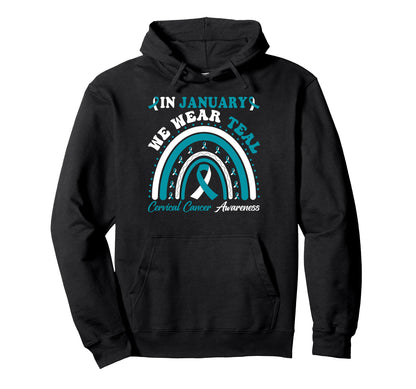 Groovy January We Wear Teal Hoodie - Fun Novelty Design for Adults - T-Shirt, Sweatshirt, Hoodie