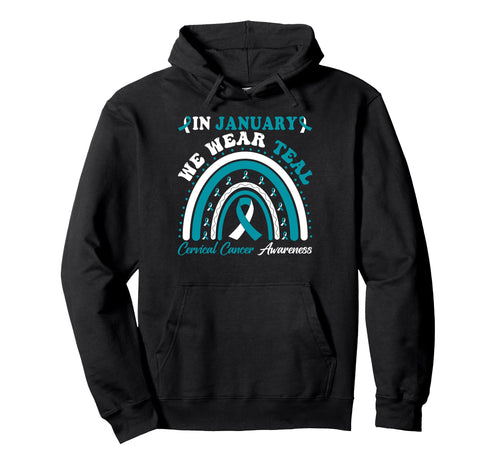 Groovy January We Wear Teal Hoodie - Fun Novelty Design for Adults - T-Shirt, Sweatshirt, Hoodie