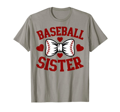 Baseball Sister Heart Bow Softball And T-Shirt - Graphic Print Men Women - T-Shirt, Sweatshirt, Hoodie
