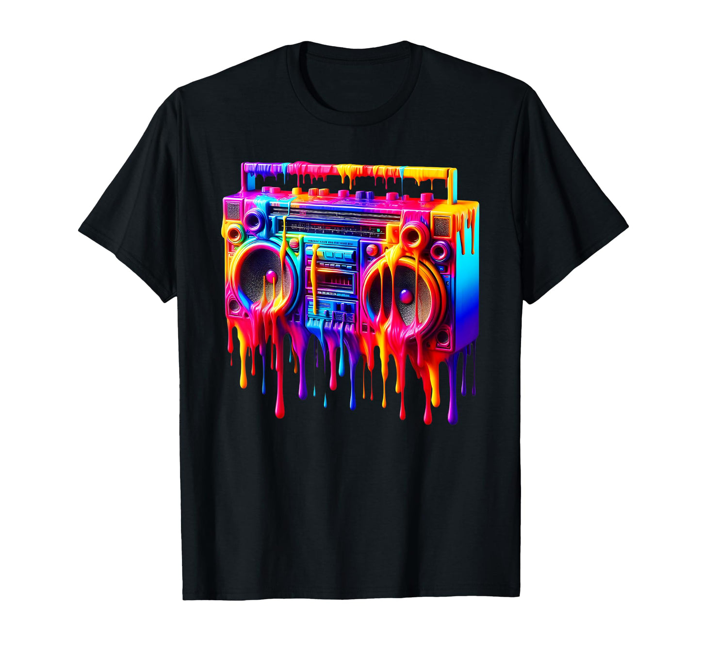 Dripping Paint Boombox Old School 80S T-Shirt - Aesthetic Graphic Unisex - T-Shirt, Sweatshirt, Hoodie