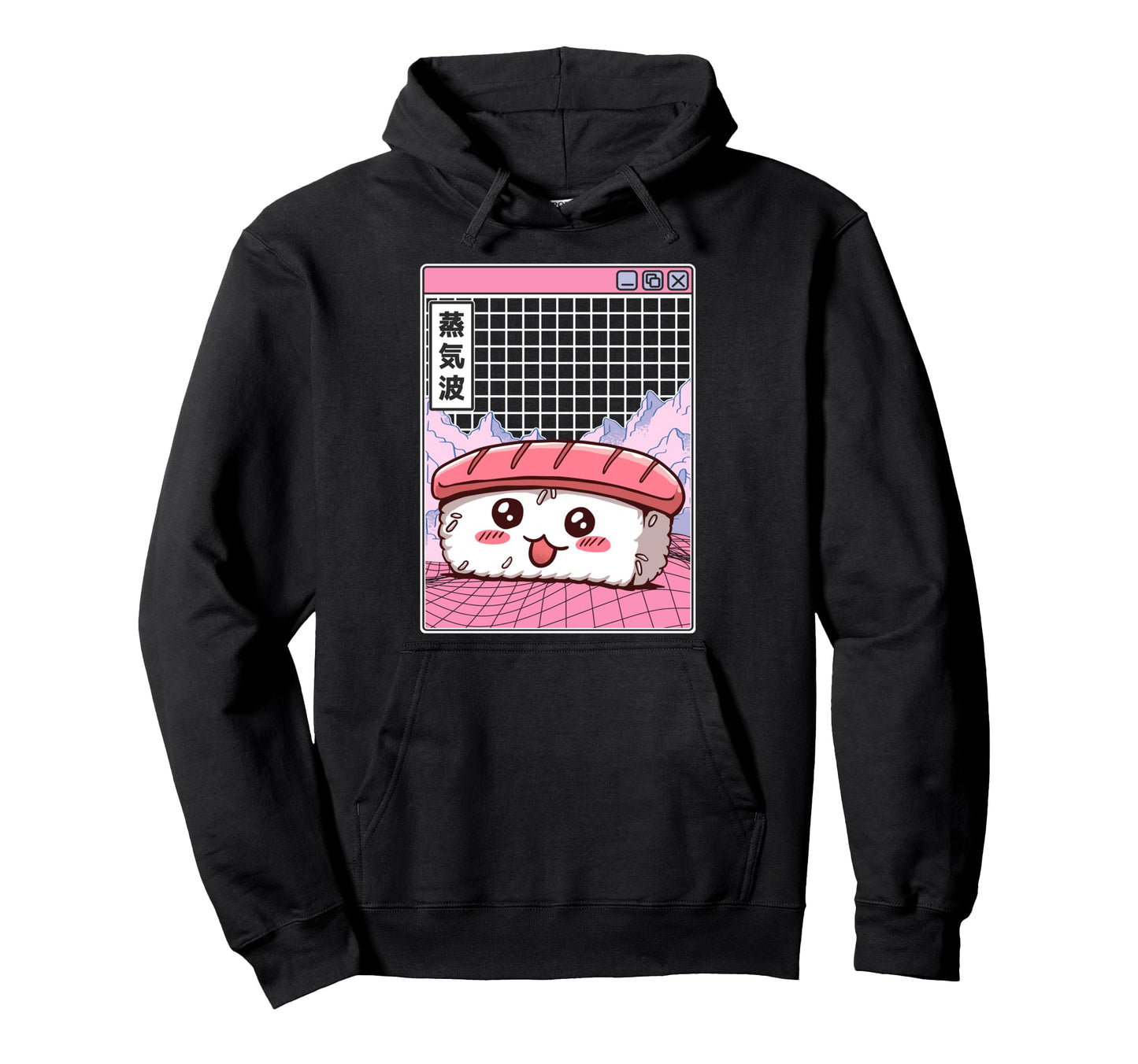 Sushi Kawaii Grid Vaporwave Hoodie - Fun Novelty Design Men Women - T-Shirt, Sweatshirt, Hoodie