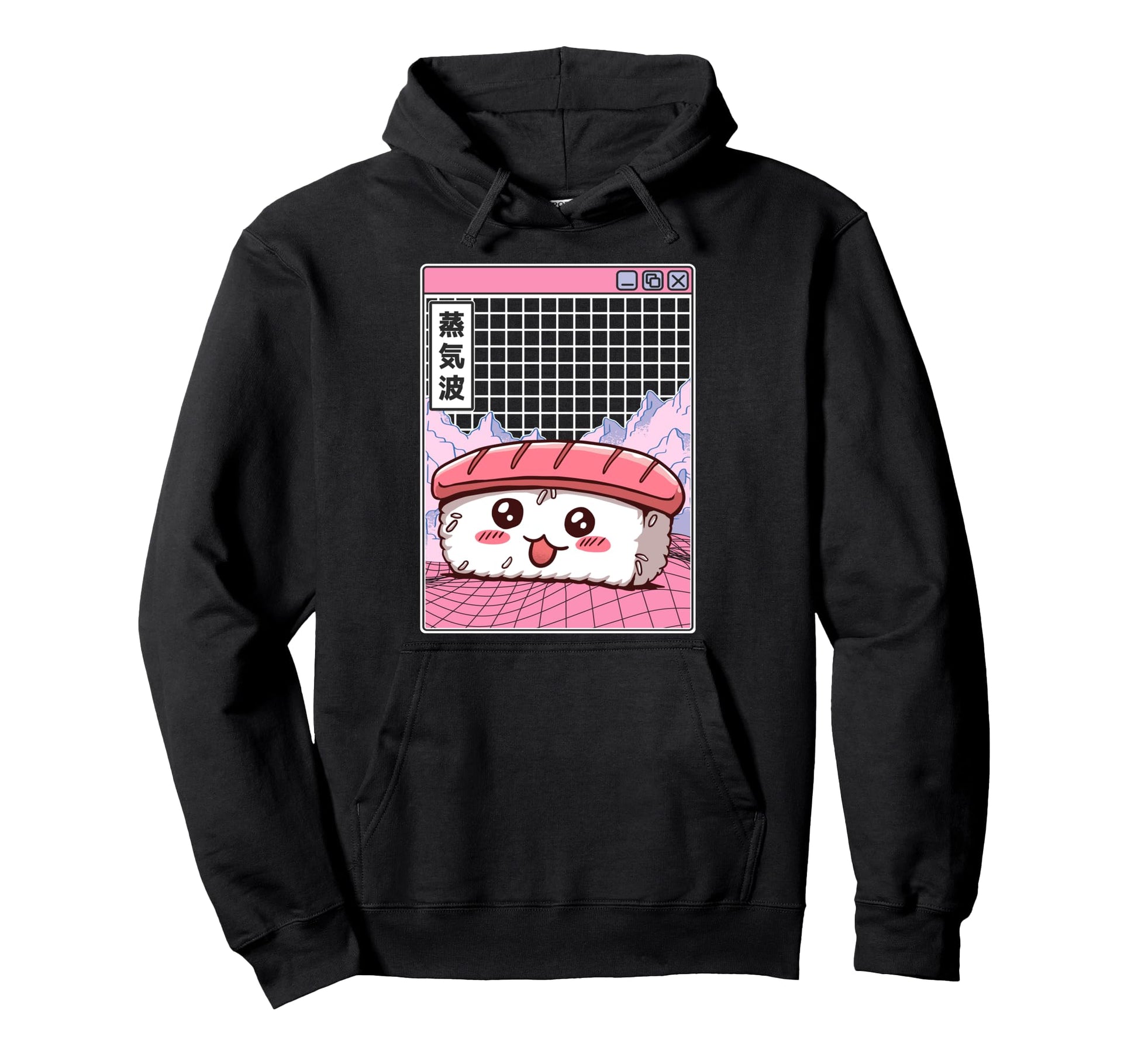 Sushi Kawaii Grid Vaporwave Hoodie - Fun Novelty Design Men Women - T-Shirt, Sweatshirt, Hoodie