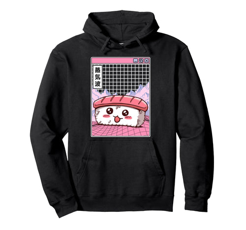 Sushi Kawaii Grid Vaporwave Hoodie - Fun Novelty Design Men Women - T-Shirt, Sweatshirt, Hoodie