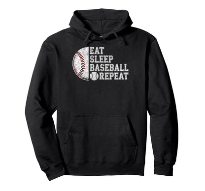 Eat Sleep Baseball Repeat Player Hoodie - Casual Everyday Wear Unisex - T-Shirt, Sweatshirt, Hoodie