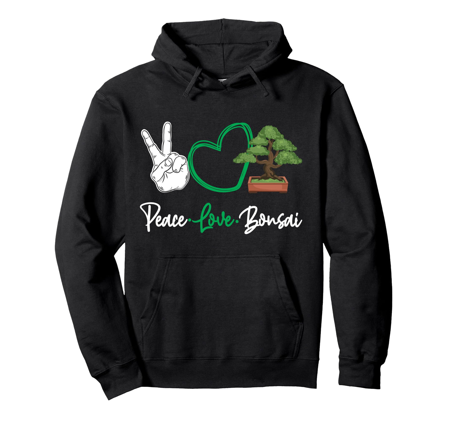 Bonsai Tree Peace Love Bonsai Hoodie - Aesthetic Graphic Men Women - T-Shirt, Sweatshirt, Hoodie
