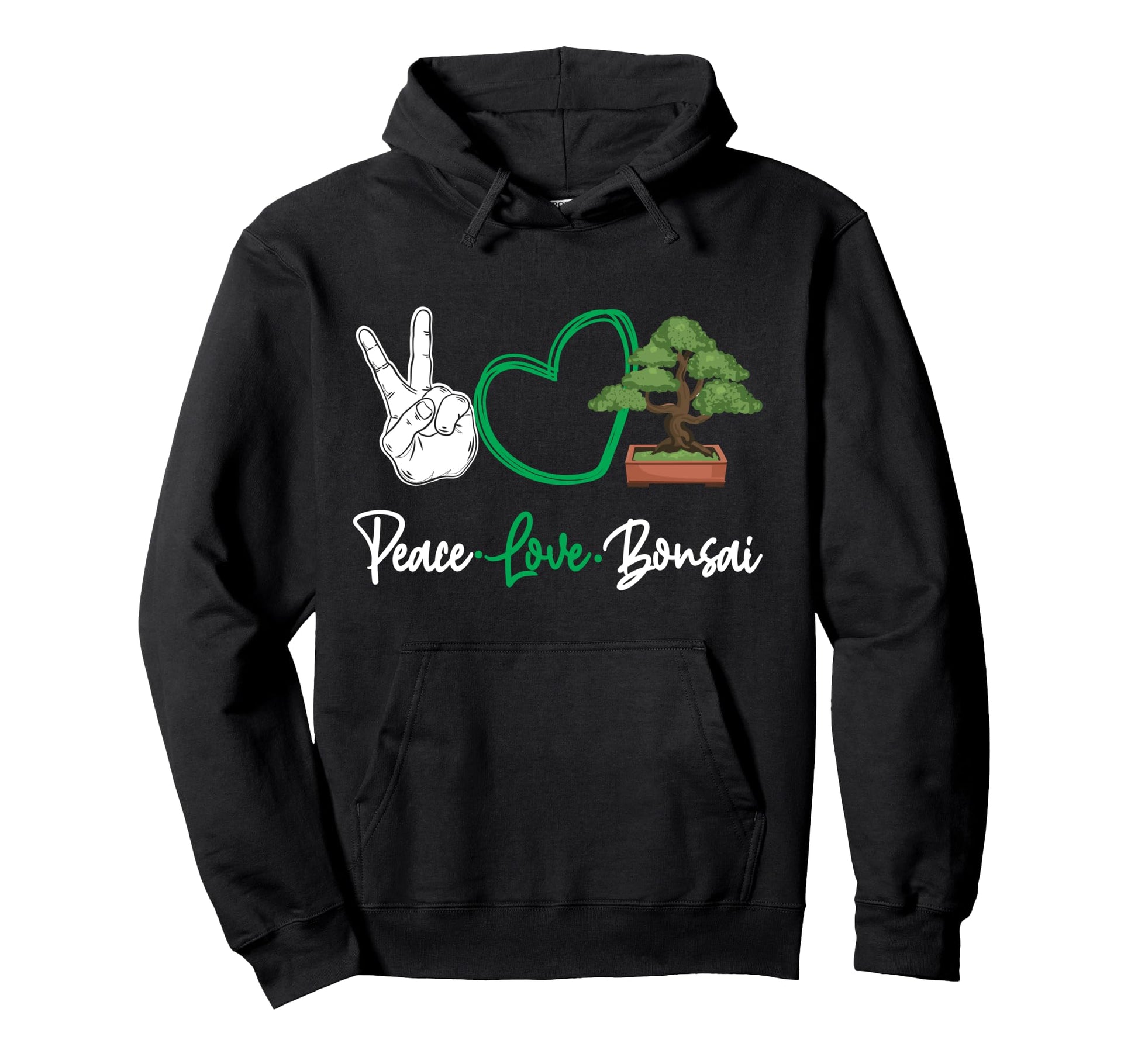 Bonsai Tree Peace Love Bonsai Hoodie - Aesthetic Graphic Men Women - T-Shirt, Sweatshirt, Hoodie