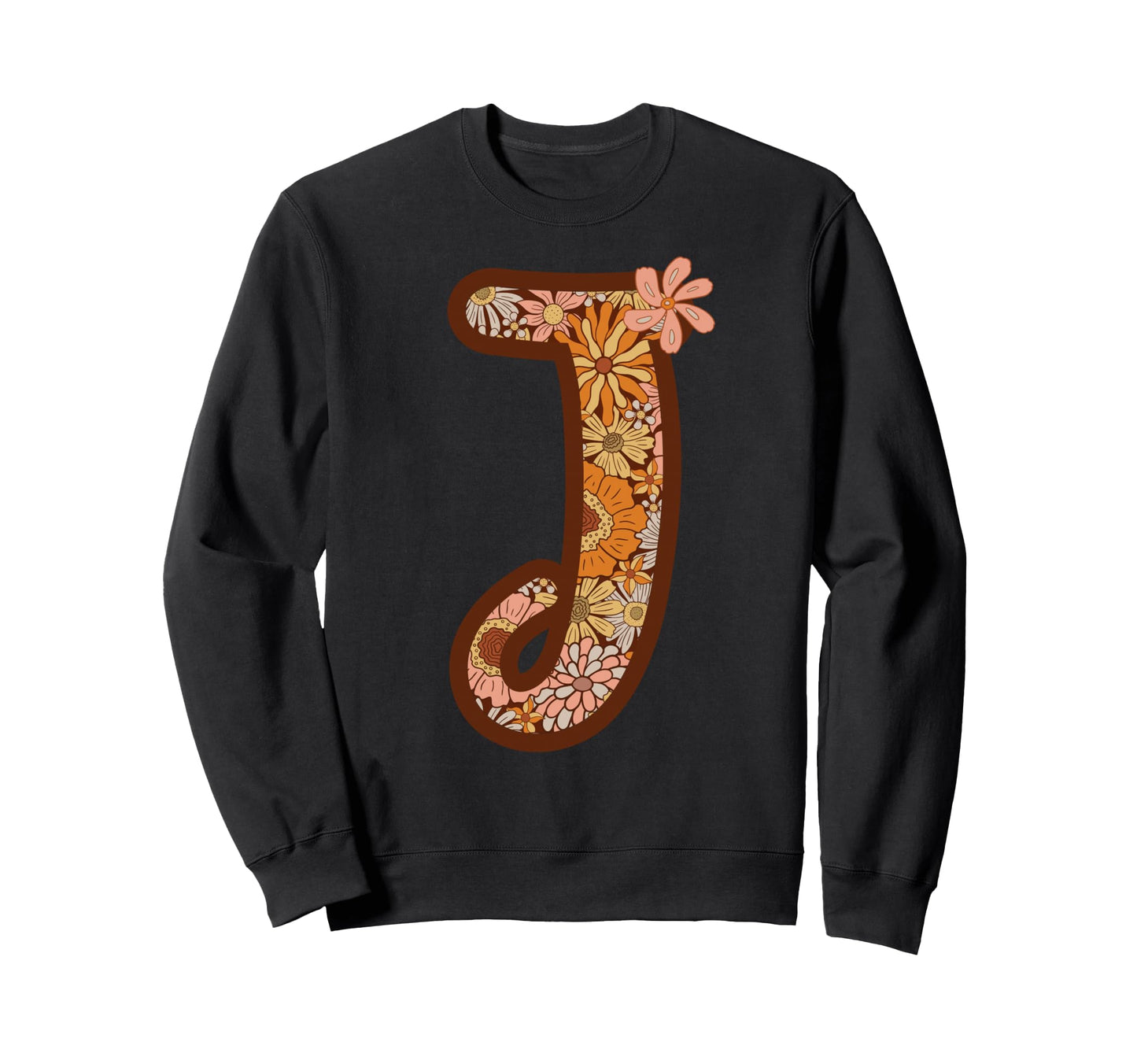 Letter J Initial Floral Monogram Boho Sweatshirt - Streetwear Style Unisex - T-Shirt, Sweatshirt, Hoodie