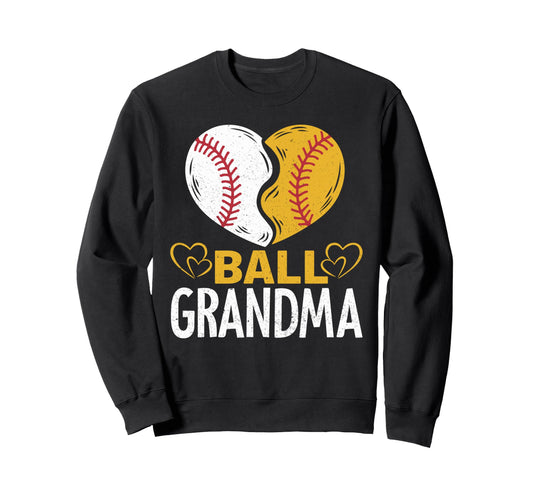 Ball Grandma Baseball Heart Proud Sweatshirt - Trendy Graphic for Adults - T-Shirt, Sweatshirt, Hoodie