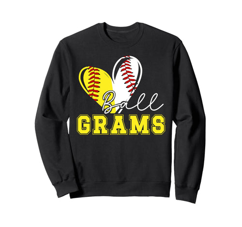 Ball Grams Heart Softball Baseball Sweatshirt - Trendy Graphic Unisex - T-Shirt, Sweatshirt, Hoodie