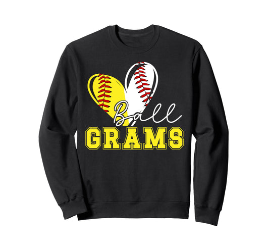 Ball Grams Heart Softball Baseball Sweatshirt - Trendy Graphic Unisex - T-Shirt, Sweatshirt, Hoodie
