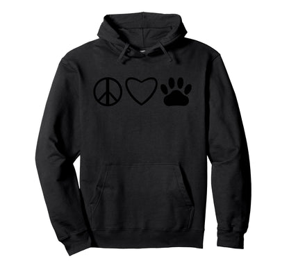 Peace Love Dog Lover Hoodie - Trendy Graphic Men Women - T-Shirt, Sweatshirt, Hoodie