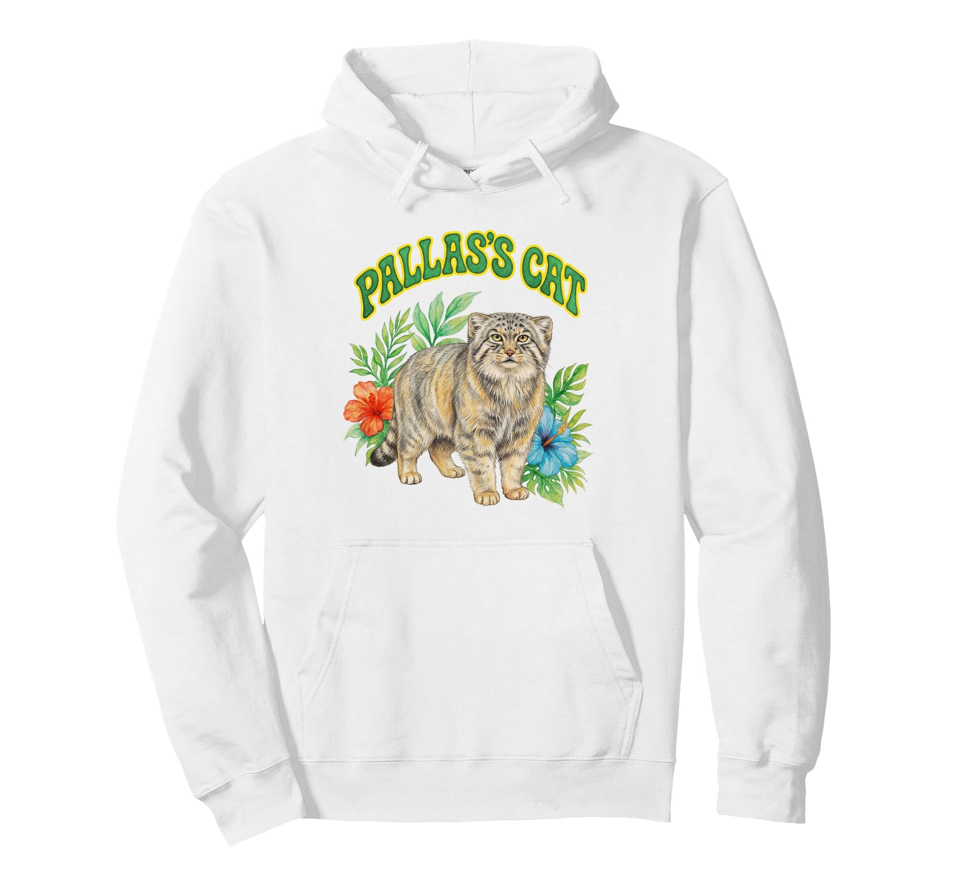 Pallass Cat Groovy Floral Watercolor Boho Hoodie - Graphic Print Unisex - T-Shirt, Sweatshirt, Hoodie