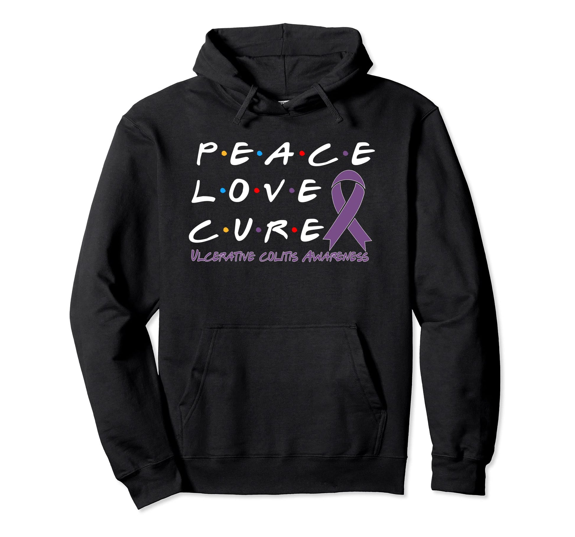 Ulcerative Colitis Awareness Peace Love Hoodie - Unique Graphic Men Women - T-Shirt, Sweatshirt, Hoodie