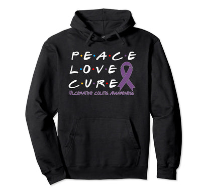 Ulcerative Colitis Awareness Peace Love Hoodie - Unique Graphic Men Women - T-Shirt, Sweatshirt, Hoodie