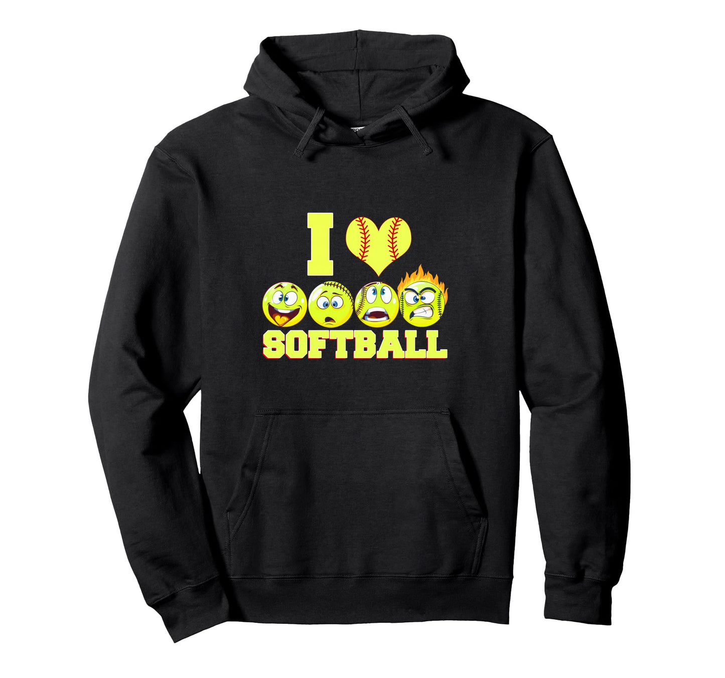 Funny Novelty Mens Softball Happy Hoodie - Minimalist Print for Adults - T-Shirt, Sweatshirt, Hoodie