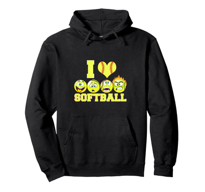 Funny Novelty Mens Softball Happy Hoodie - Minimalist Print for Adults - T-Shirt, Sweatshirt, Hoodie