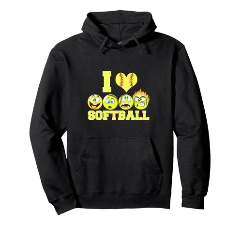 Funny Novelty Mens Softball Happy Hoodie - Minimalist Print for Adults - T-Shirt, Sweatshirt, Hoodie
