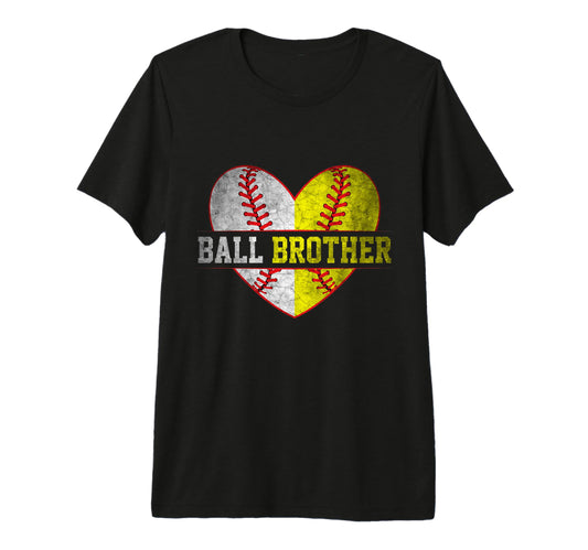 Ball Brother Softball Baseball Tri Blend T-Shirt - Trendy Graphic Unisex - T-Shirt, Sweatshirt, Hoodie