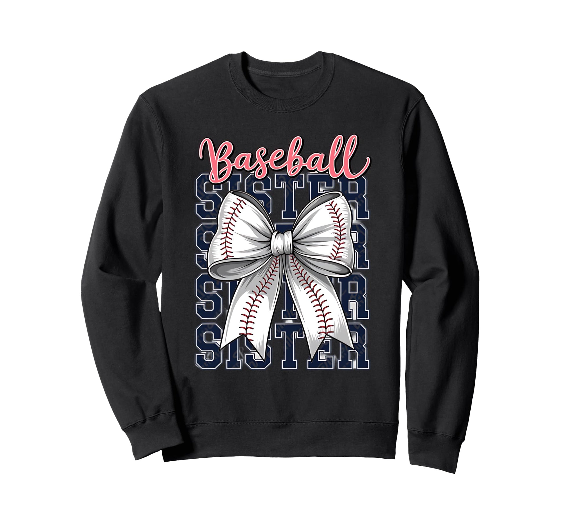 Baseball Sister Coquette Bow Sweatshirt - Graphic Print Unisex - T-Shirt, Sweatshirt, Hoodie