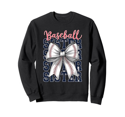 Baseball Sister Coquette Bow Sweatshirt - Graphic Print Unisex - T-Shirt, Sweatshirt, Hoodie