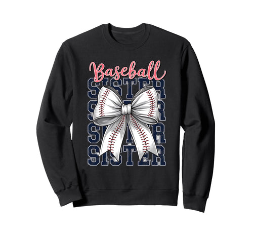 Baseball Sister Coquette Bow Sweatshirt - Graphic Print Unisex - T-Shirt, Sweatshirt, Hoodie