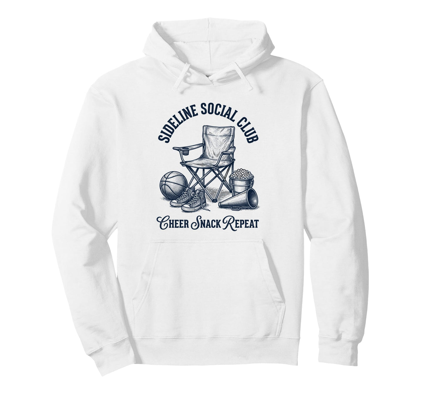 Sideline Social Club Cheer Snack Repeat Hoodie - Fun Novelty Design Unisex - T-Shirt, Sweatshirt, Hoodie