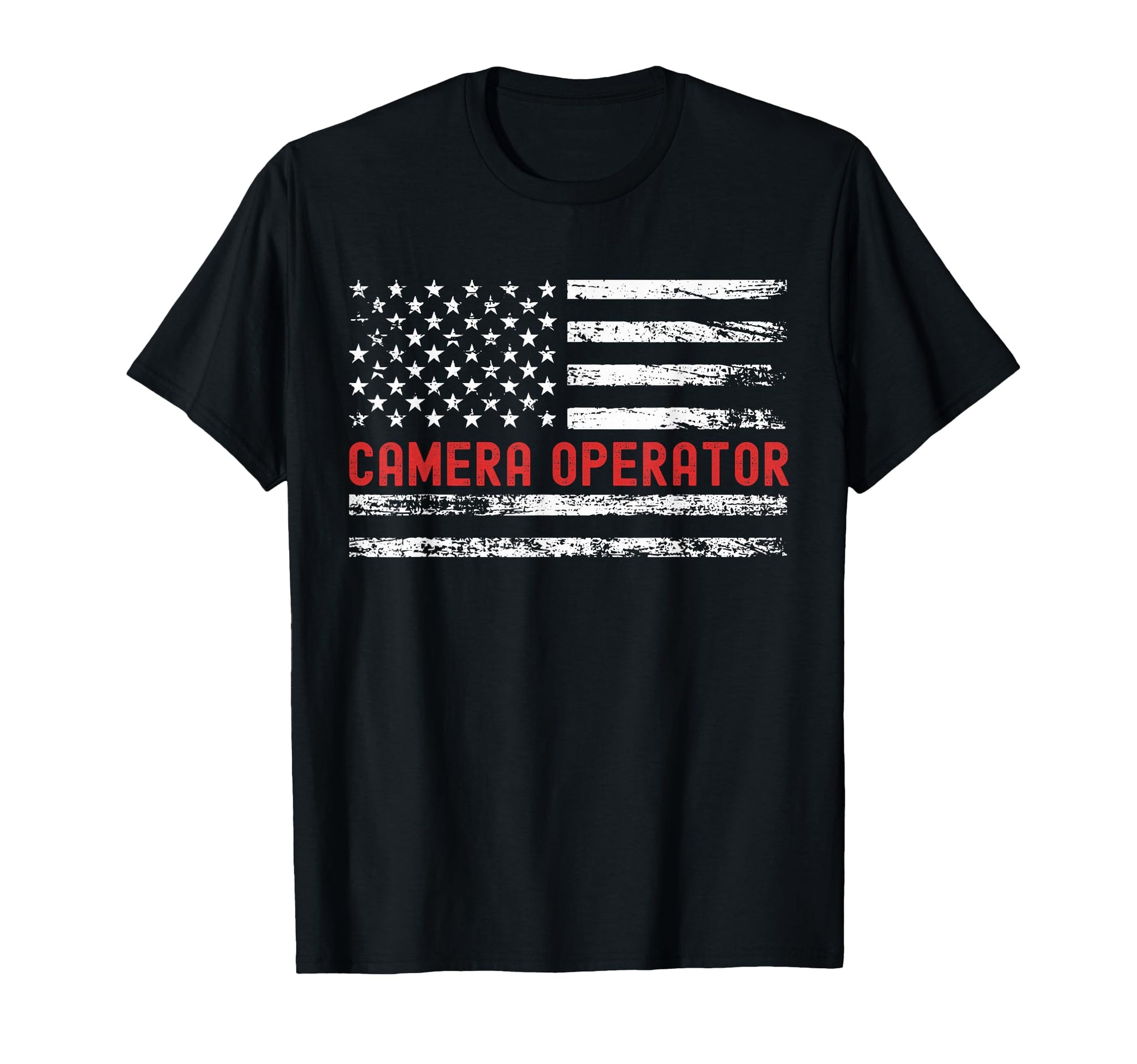 Camera Operator Usa Flag Profession Job T-Shirt - Unique Graphic Unisex - T-Shirt, Sweatshirt, Hoodie