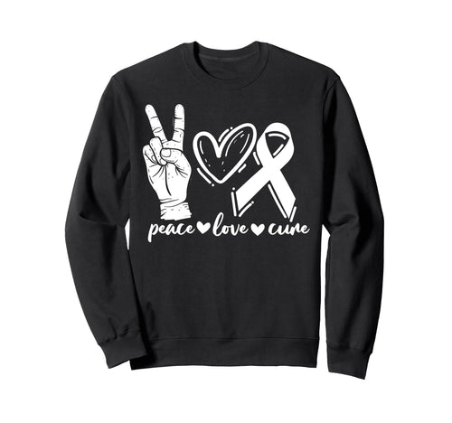 Lung Cancer Peace Love Ribbon Sweatshirt - Novelty Apparel Unisex - T-Shirt, Sweatshirt, Hoodie
