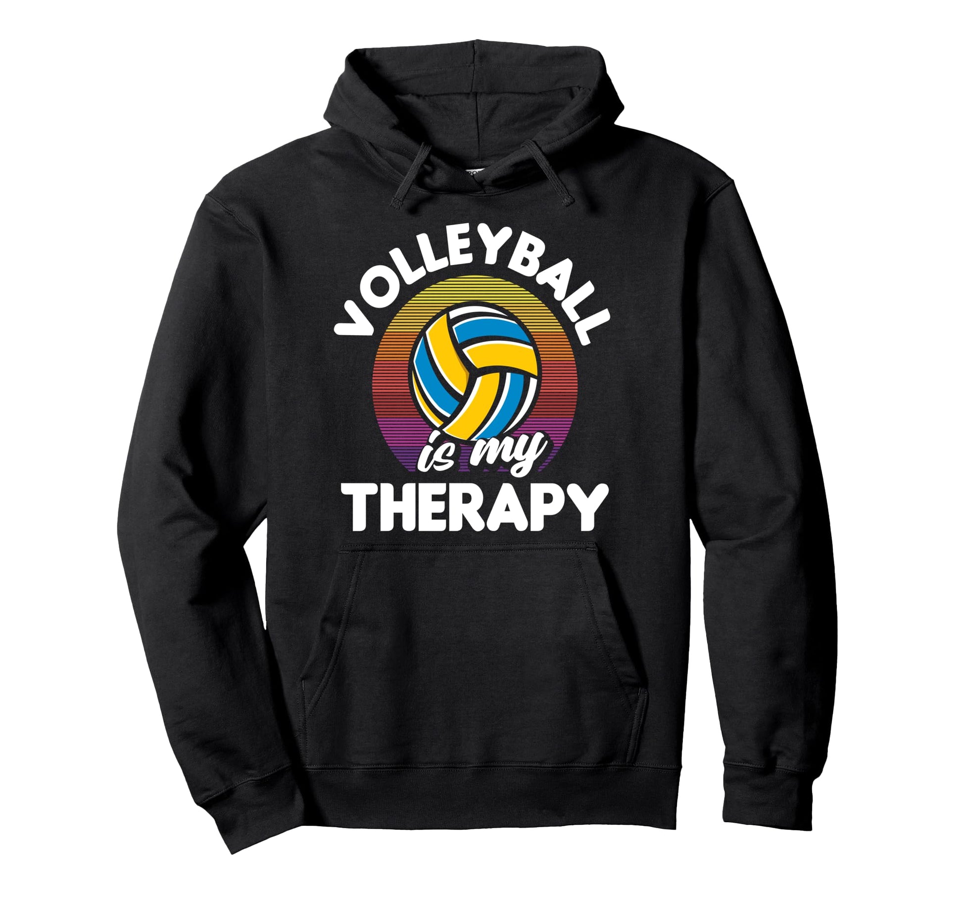 Volleyball Is My Therapy Rainbow Fun Hoodie - Casual Everyday Wear Unisex - T-Shirt, Sweatshirt, Hoodie