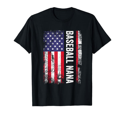 Baseball Nana American Flag Usa T-Shirt - Minimalist Print Men Women - T-Shirt, Sweatshirt, Hoodie