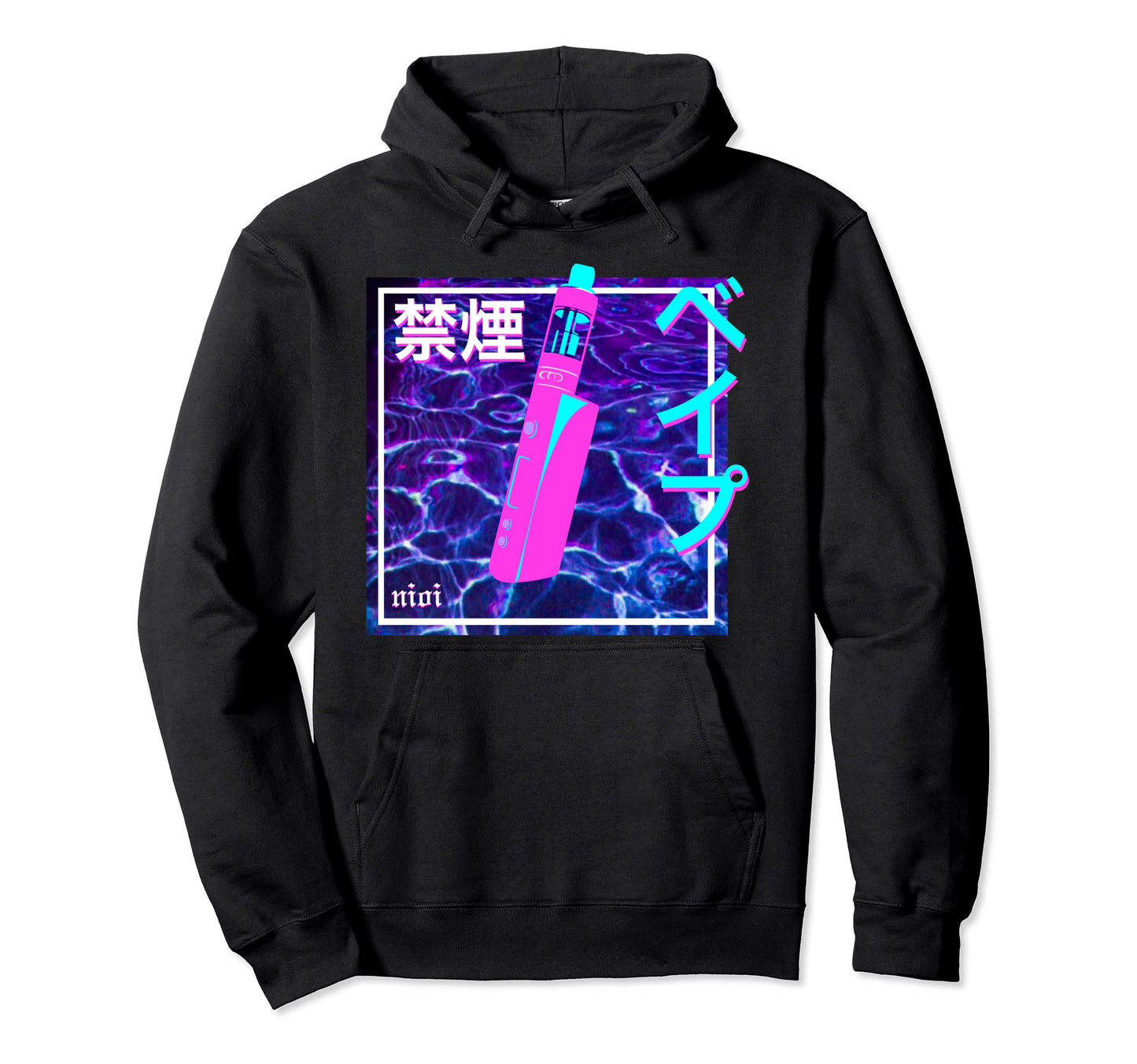 Vape 90S Aesthetic Japanese Writing Hoodie - Custom Art Print Men Women - T-Shirt, Sweatshirt, Hoodie