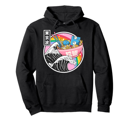 Digital Ramen Bowl Kanagawa Wave Japan Hoodie - Aesthetic Graphic Unisex - T-Shirt, Sweatshirt, Hoodie