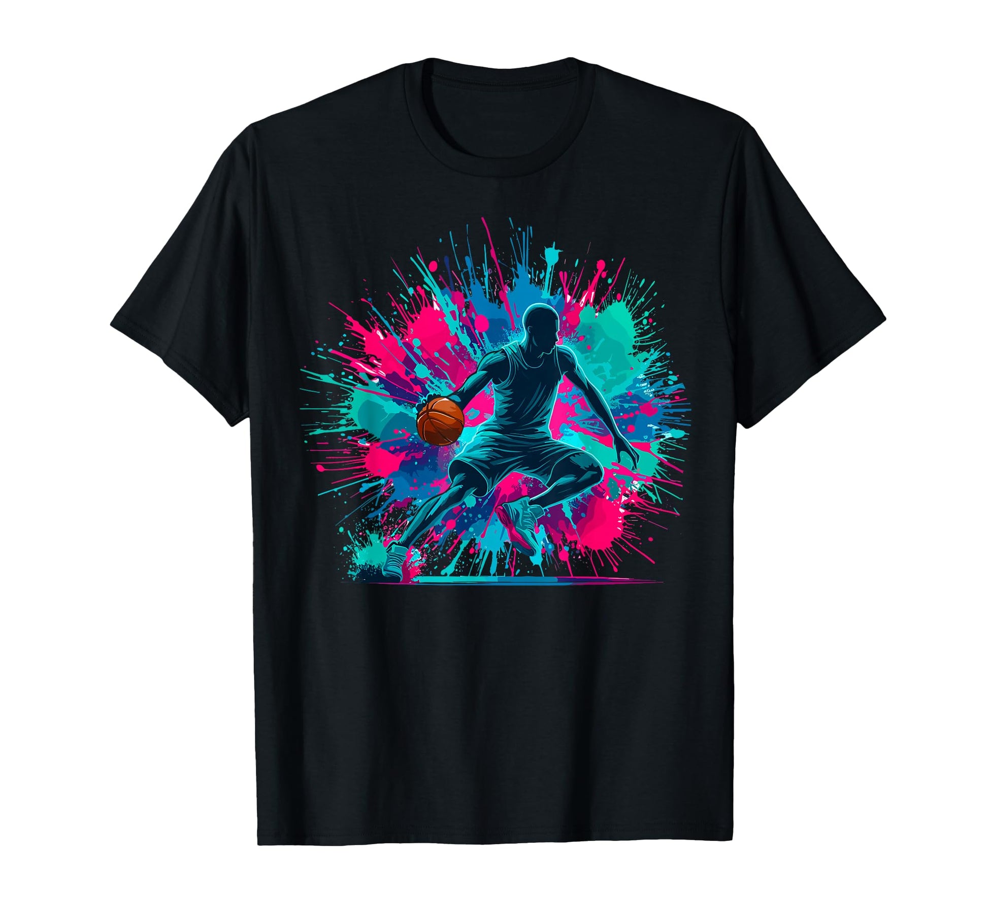 Colorful Paints Splash Basketball T-Shirt - Fun Novelty Design Men Women - T-Shirt, Sweatshirt, Hoodie