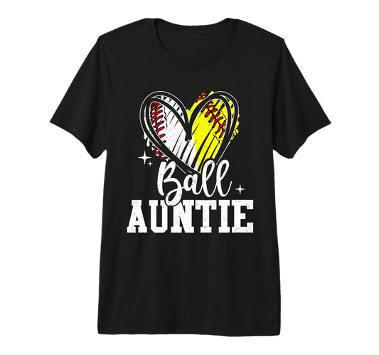 Ball Auntie Softball Baseball Aunt T-Shirt - Custom Art Print for Adults - T-Shirt, Sweatshirt, Hoodie